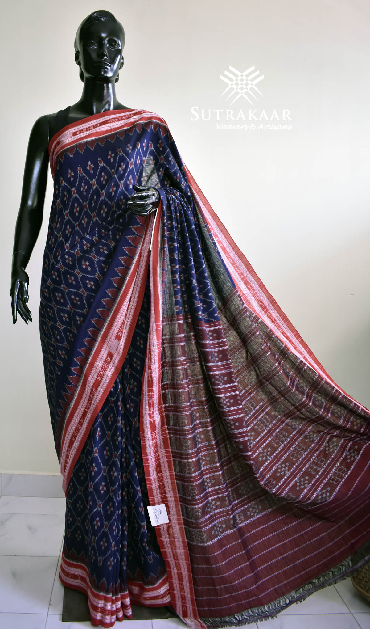 Blue Sambalpuri Saree Sutrakaar Celebrating Handloom Sarees 