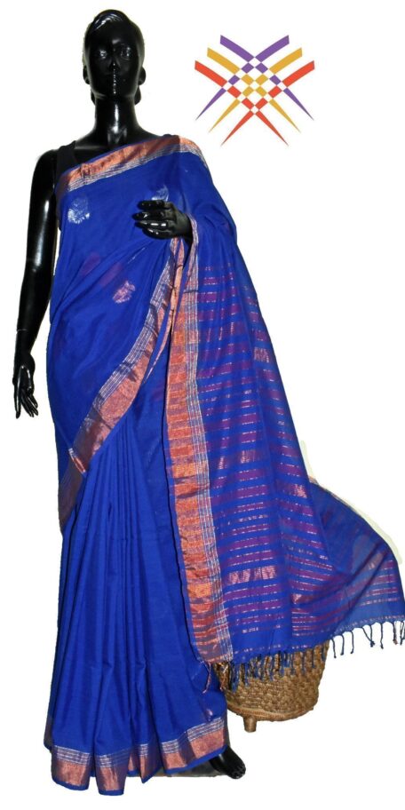 Exclusive handloom cotton saree with ikat pleats and hand painted kala –  Sujatra