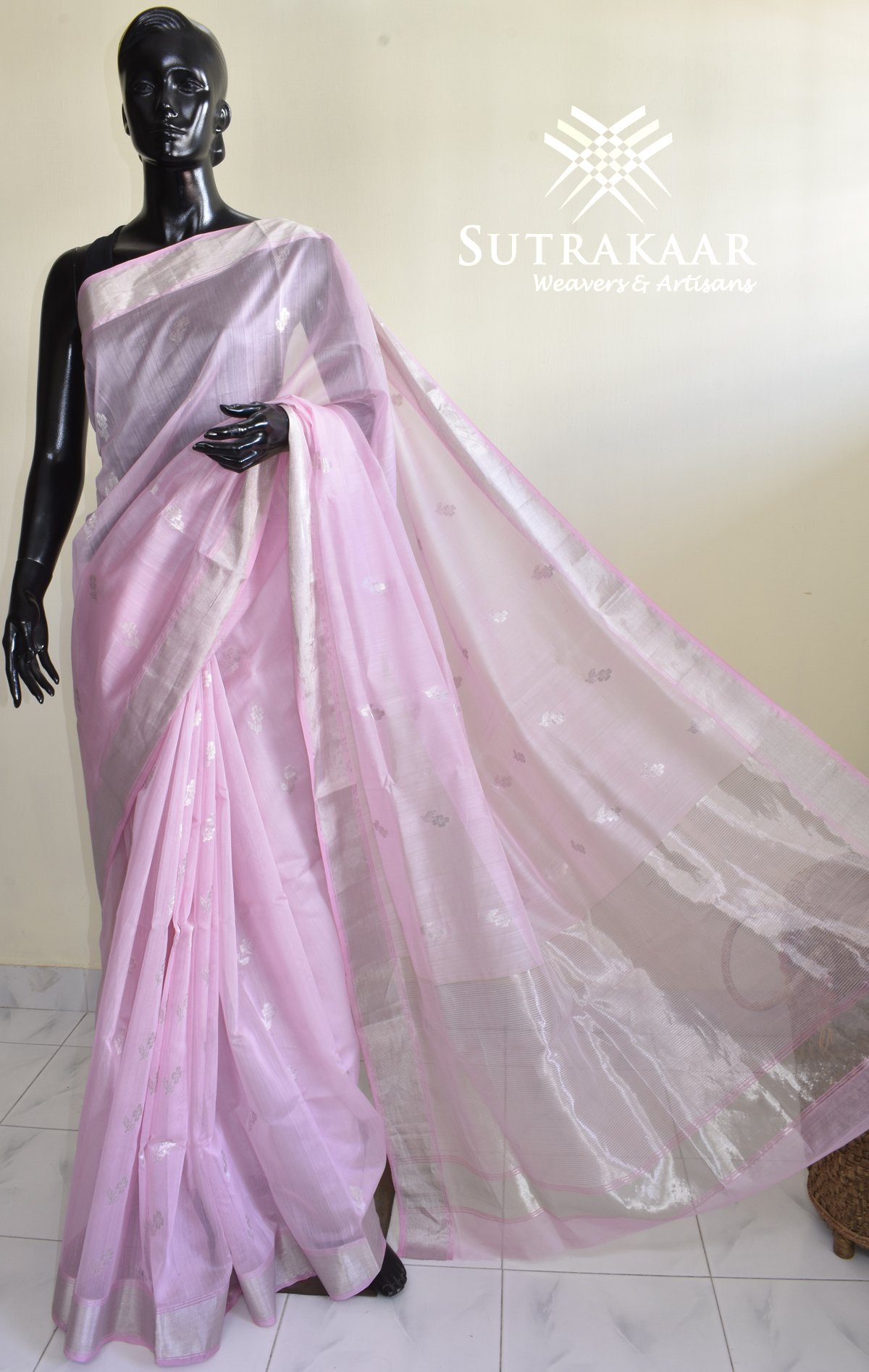 Pink Chanderi with motifs