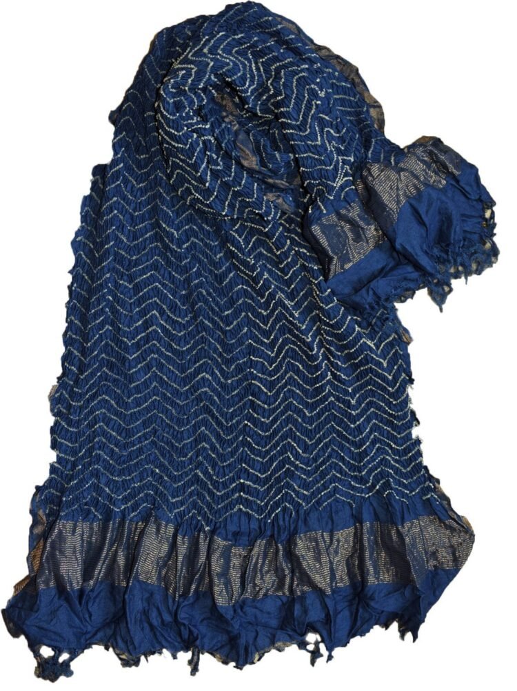 indigo dupatta bandhej